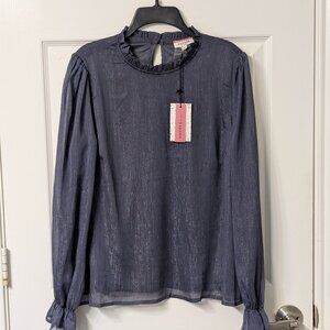 Women's Navy Shimmer Blouse - Medium